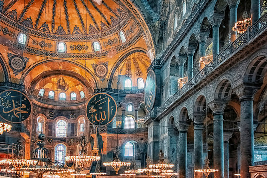 Inside the Hagia Sophia museum in Istanbul