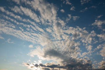 Naklejka na ściany i meble Blue sky air background with white clouds