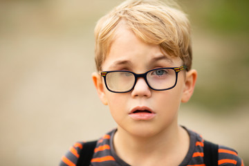 Problems at school Pupil in uniform and bag torturing of school bullying. Violence, depression,...