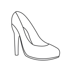 black line icon high heel shoes isolated