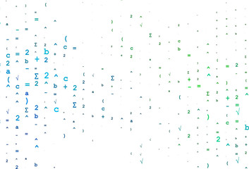 Light Blue, Green vector backdrop with algebra elements.