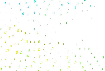 Light Green, Yellow vector pattern with music elements.