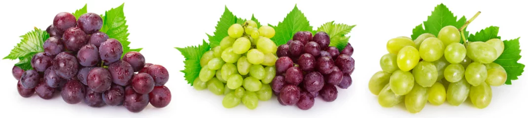 Muurstickers Fruit Verse druif op witte achtergrond