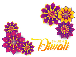 Happy Diwali festival vector. Beautiful rangoli designs on white background.