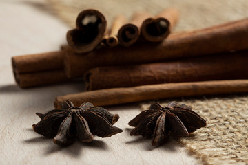 cinnamon sticks and star anise