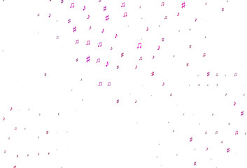 Light Purple vector template with musical symbols.