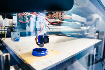 blue plastic detail in 3d printer