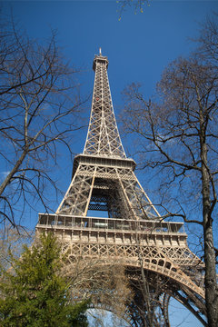Eiffel Tower in sunny spring day, Paris, France