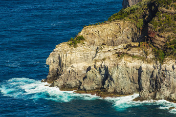 breathtaking view of coastline from Santa Iria viewpoint on the Island of Sao Miguel, Azores, Portugal