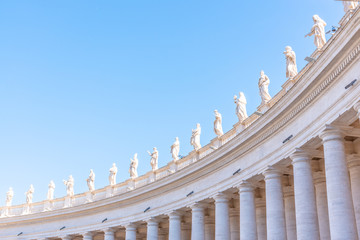 Doric Colonnade with statues of saints on the top. St. Peters Square, Vatican City
