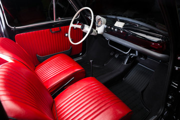 Classic car interior - red leather