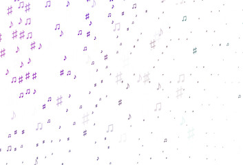 Light Purple vector template with musical symbols.