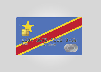 Credit card with country flag of Congo Democratic Republic