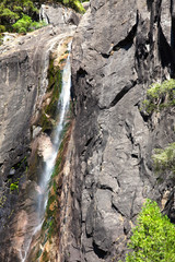 Granite formations and drying water fall in Yosemite