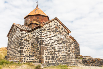 Fototapeta premium Western Asia, Eurasia, South Caucasus, Republic of Armenia. Sevan. The church of Surp Astvatsatsin at the Sevanavank Monastery complex on Lake Sevan.
