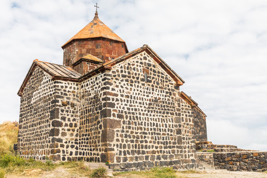 Western Asia, Eurasia, South Caucasus, Republic of Armenia. Sevan. The church of Surp Astvatsatsin at the Sevanavank Monastery complex on Lake Sevan.