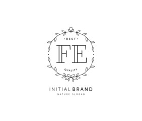 F E FE Beauty vector initial logo, handwriting logo of initial signature, wedding, fashion, jewerly, boutique, floral and botanical with creative template for any company or business.