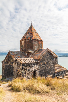 Western Asia, Eurasia, South Caucasus, Republic of Armenia. Sevan. The church of Surp Arakelots at the Sevanavank Monastery complex on Lake Sevan.