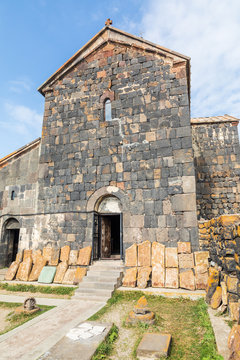 Western Asia, Eurasia, South Caucasus, Republic of Armenia. Sevan. Door on the church of Surp Arakelots at the Sevanavank Monastery complex on Lake Sevan.