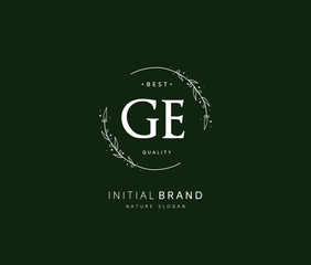 G E GE Beauty vector initial logo, handwriting logo of initial signature, wedding, fashion, jewerly, boutique, floral and botanical with creative template for any company or business.