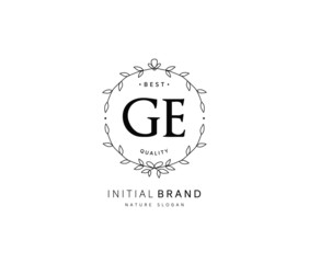 G E GE Beauty vector initial logo, handwriting logo of initial signature, wedding, fashion, jewerly, boutique, floral and botanical with creative template for any company or business.