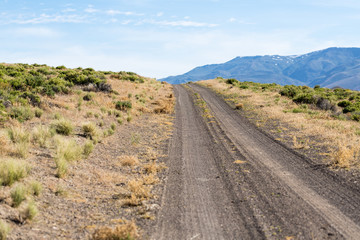 Road heading off through the desert landscape by Pyramid Lake Nevada