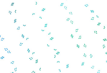 Light Blue, Green vector pattern with music elements.