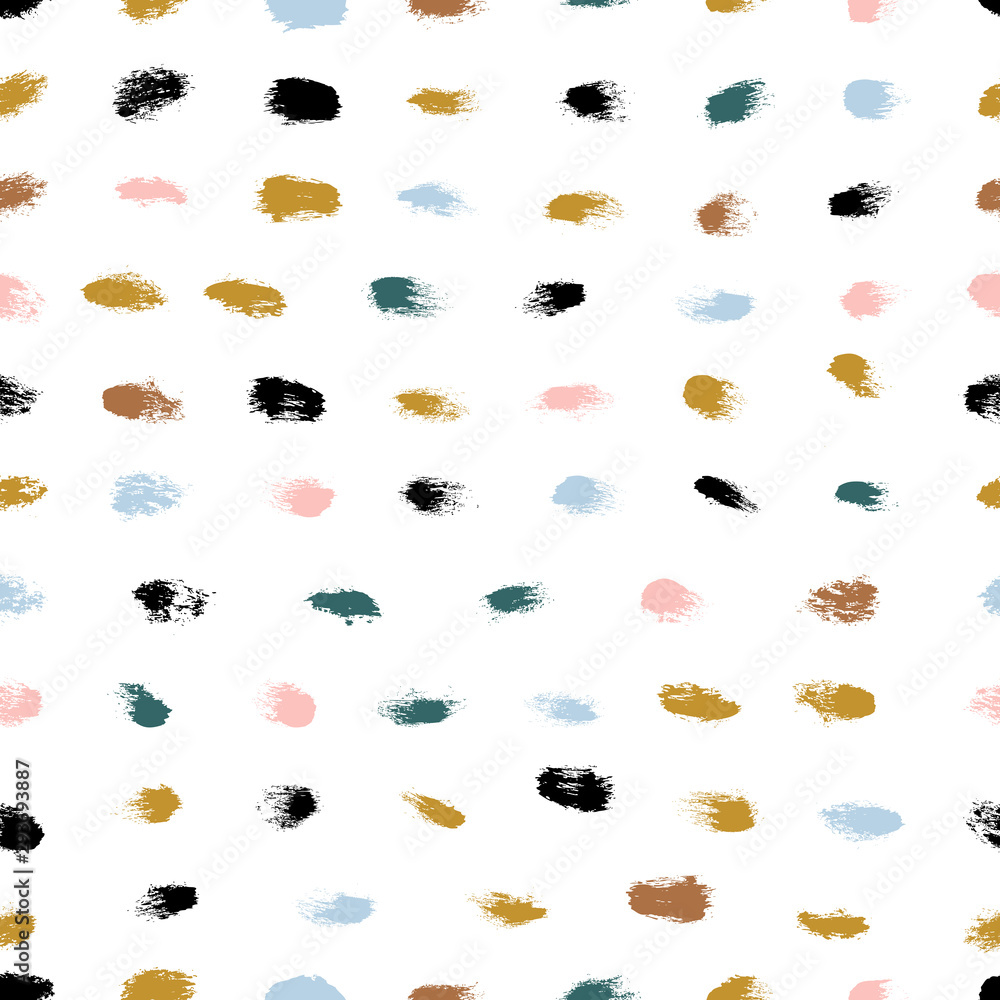 Poster seamless hand drawn pattern with colorful dots. vector brush strokes design elements. perfect for wa