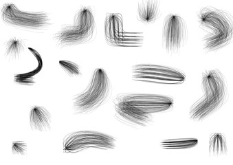Set of  black curved wavy lines brush