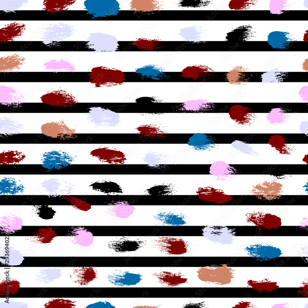 Poster seamless hand drawn pattern with colorful dots. vector brush strokes design elements. perfect for wa