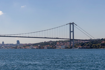 Panorama from Bosporus to city of Istanbul
