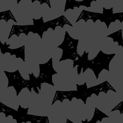 Seamless black pattern with bat vector background. Perfect for wallpapers, pattern fills, web page backgrounds, surface textures, textile