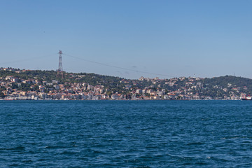 Fototapeta na wymiar Panorama from Bosporus to city of Istanbul