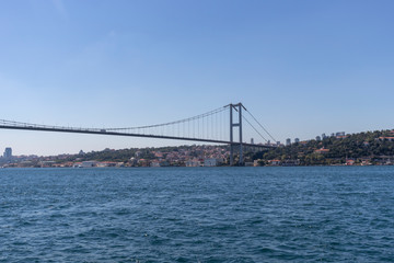 Fototapeta na wymiar Panorama from Bosporus to city of Istanbul