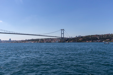 Panorama from Bosporus to city of Istanbul
