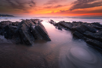Sunset at Bidart's beach next to Biarritz, Basque Country.