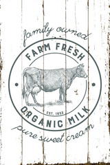 Vintage Farmhouse Organic Milk Sign with Shiplap Design
