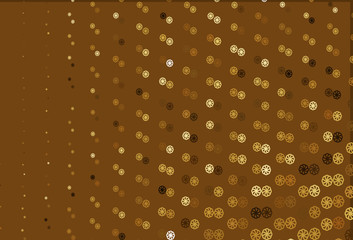 Light Yellow, Orange vector pattern with christmas snowflakes.