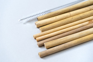 Nature drinking straws from bamboo wood for reusable and reduce the use of plastic straw.