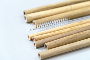 Nature drinking straws from bamboo wood for reusable and reduce the use of plastic straw.