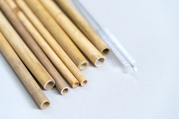 Nature drinking straws from bamboo wood for reusable and reduce the use of plastic straw.