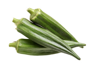Fresh young okra isolated on white background
