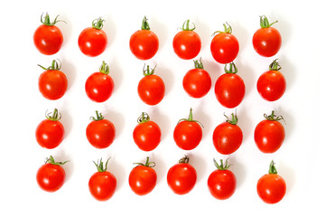 fresh mini tomatoes on a white background