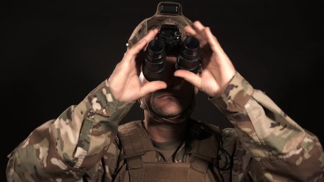 Marine Using Night Vision Goggles