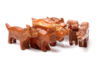 Close up of wooden zodiac on white background