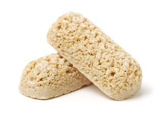 Cereal bars on white background