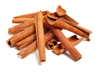 Cinnamon on a white background
