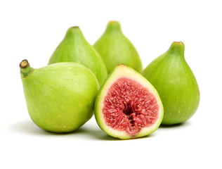 Ripe figs on a white background
