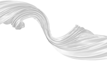 Abstract background of white wavy silk or satin. 3d rendering image.