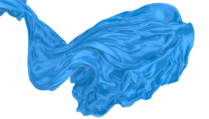 Abstract background of blue wavy silk or satin. 3d rendering image.